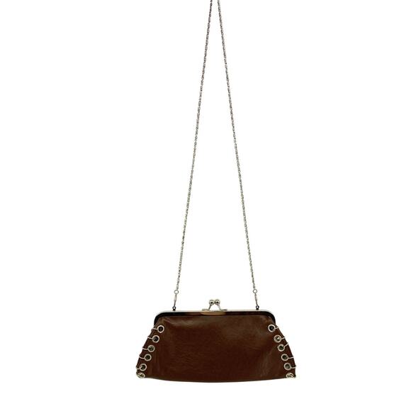 Bijoux Terner Brown Leather Shoulder Evening Bag Purse Pocketbook - Picture 2 of 8